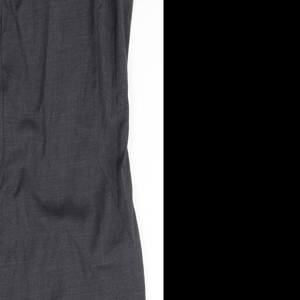 NEXT Womens Grey Wool Pencil Dress Size 6 Round Neck Zip
