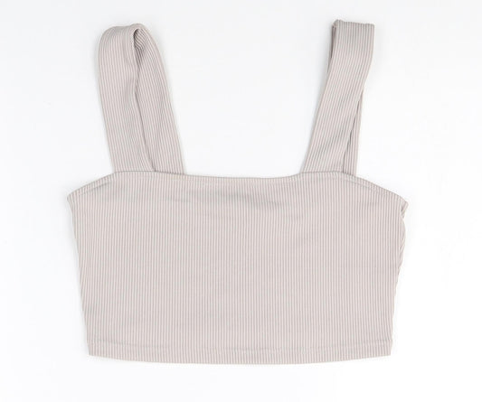 Divided by H&M Womens Beige Polyester Cropped Tank Size M Square Neck