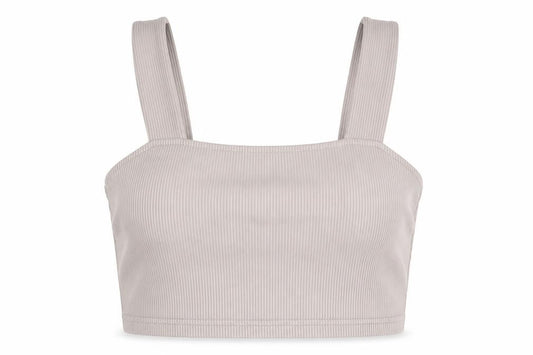 Divided by H&M Womens Beige Polyester Cropped Tank Size M Square Neck