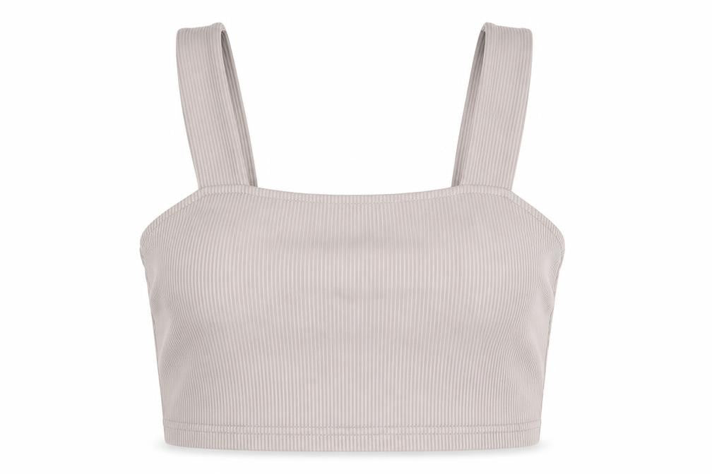 Divided by H&M Womens Beige Polyester Cropped Tank Size M Square Neck