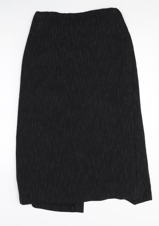 Preworn Womens Black Polyester Straight & Pencil Skirt Size 12 Zip