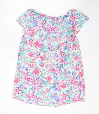 Accessorize Womens Multicoloured Floral Viscose A-Line Size XS Boat Neck Pullover