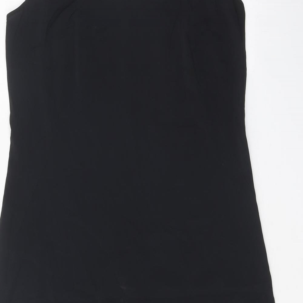 Aeffe Spa Womens Black Acetate A-Line Size 12 Round Neck Pullover