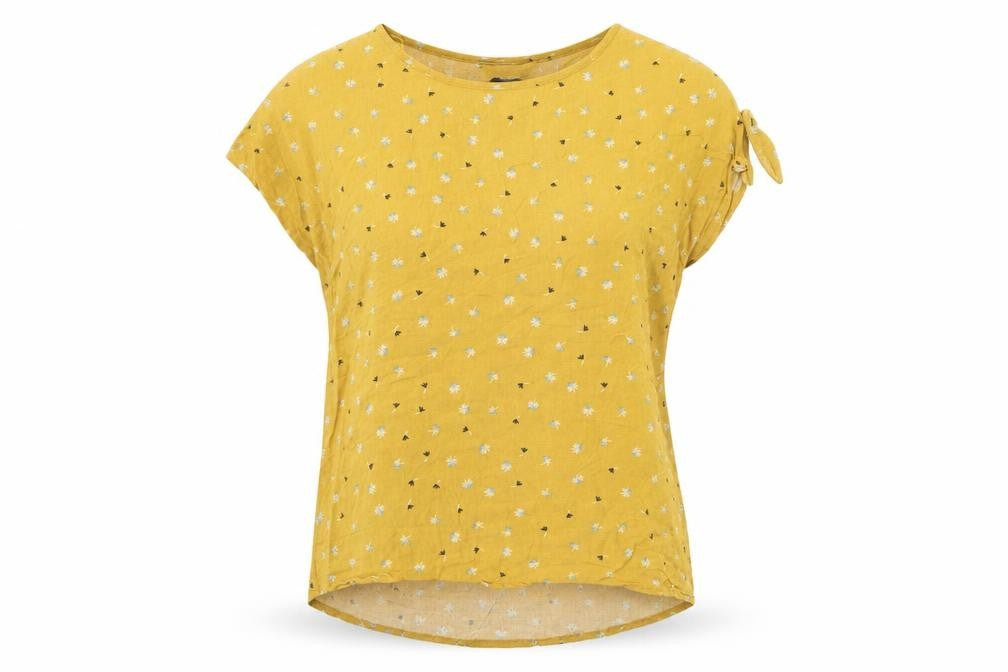 Primark Womens Yellow Floral Viscose Basic Blouse Size 8 Round Neck
