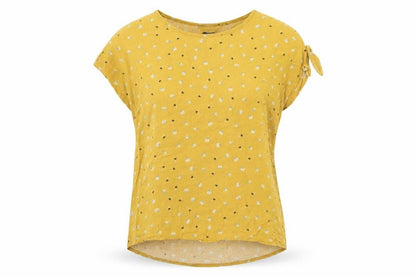 Primark Womens Yellow Floral Viscose Basic Blouse Size 8 Round Neck