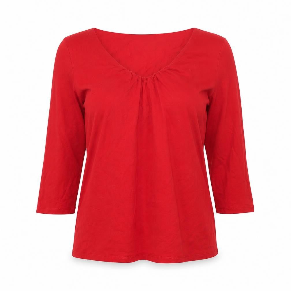 George Womens Red Viscose Basic Blouse Size 10 V-Neck