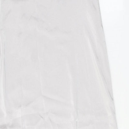 Womens Silver Polyester Trapeze & Swing One Size V-Neck Pullover