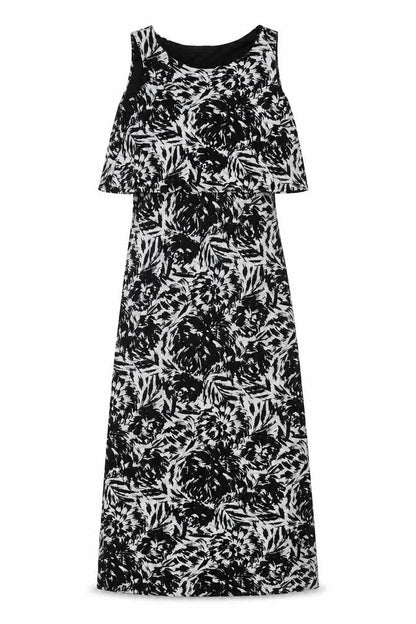 Select Womens Black Floral Viscose Fit & Flare Size 8 Round Neck Pullover