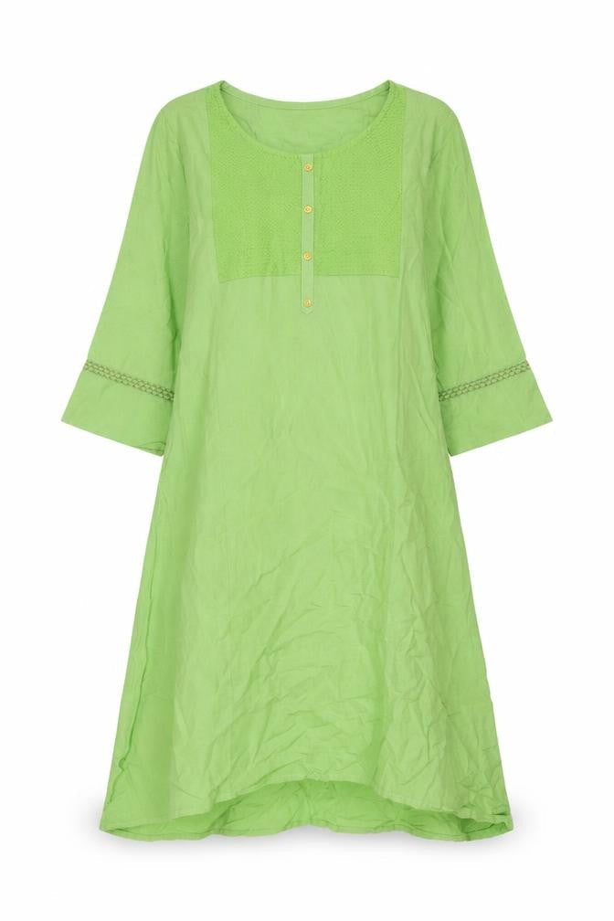 Span Womens Green Polyester A-Line Size S Round Neck Pullover