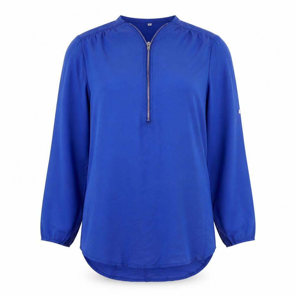 Preworn Womens Blue Polyester Basic Blouse Size XL V-Neck