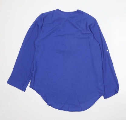 Preworn Womens Blue Polyester Basic Blouse Size XL V-Neck