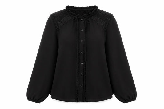 Dorothy Perkins Womens Black Polyester Basic Button-Up Size 10 Mock Neck