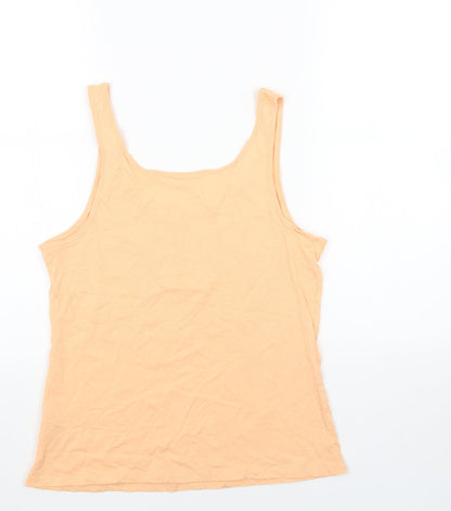 Pep&Co Womens Orange Cotton Basic Tank Size M Scoop Neck