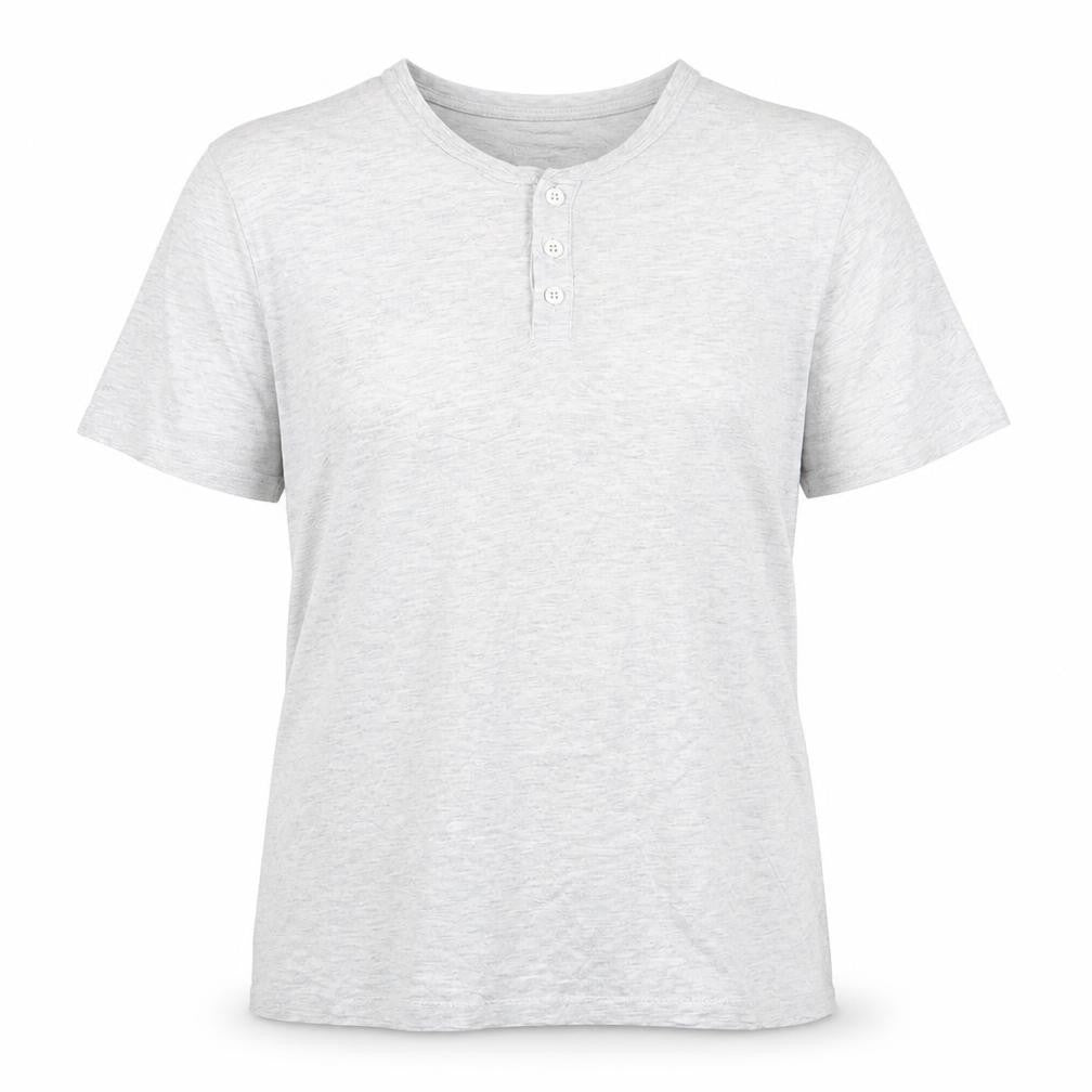 F&F Girls Grey Cotton Basic T-Shirt Size L V-Neck Button