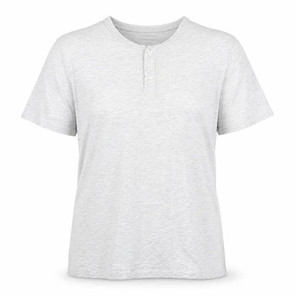 F&F Girls Grey Cotton Basic T-Shirt Size L V-Neck Button