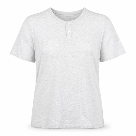 F&F Girls Grey Cotton Basic T-Shirt Size L V-Neck Button