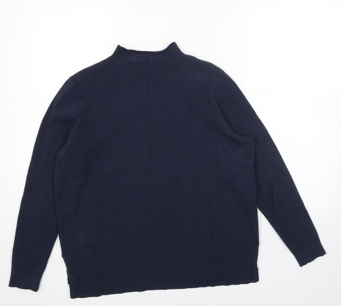 Marks and Spencer Womens Blue Mock Neck Acrylic Pullover Jumper Size 14
