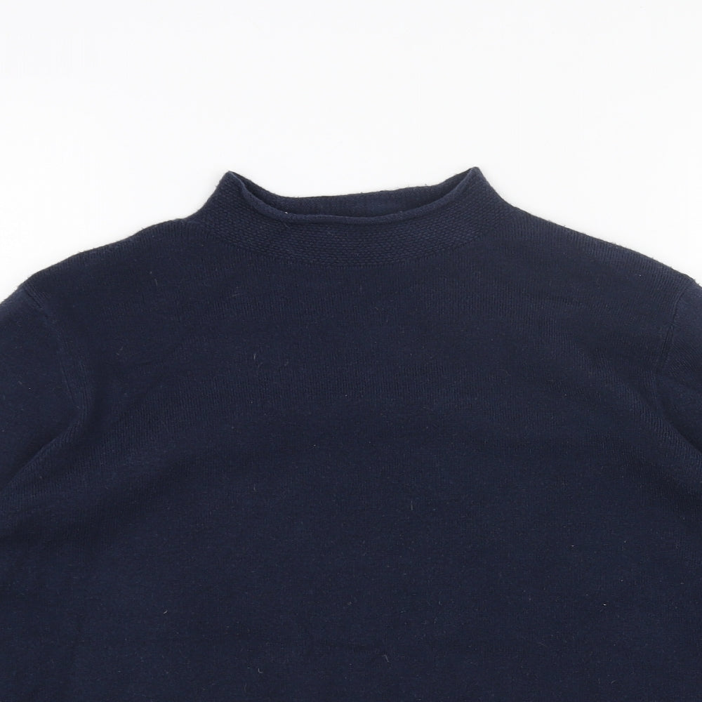 Marks and Spencer Womens Blue Mock Neck Acrylic Pullover Jumper Size 14