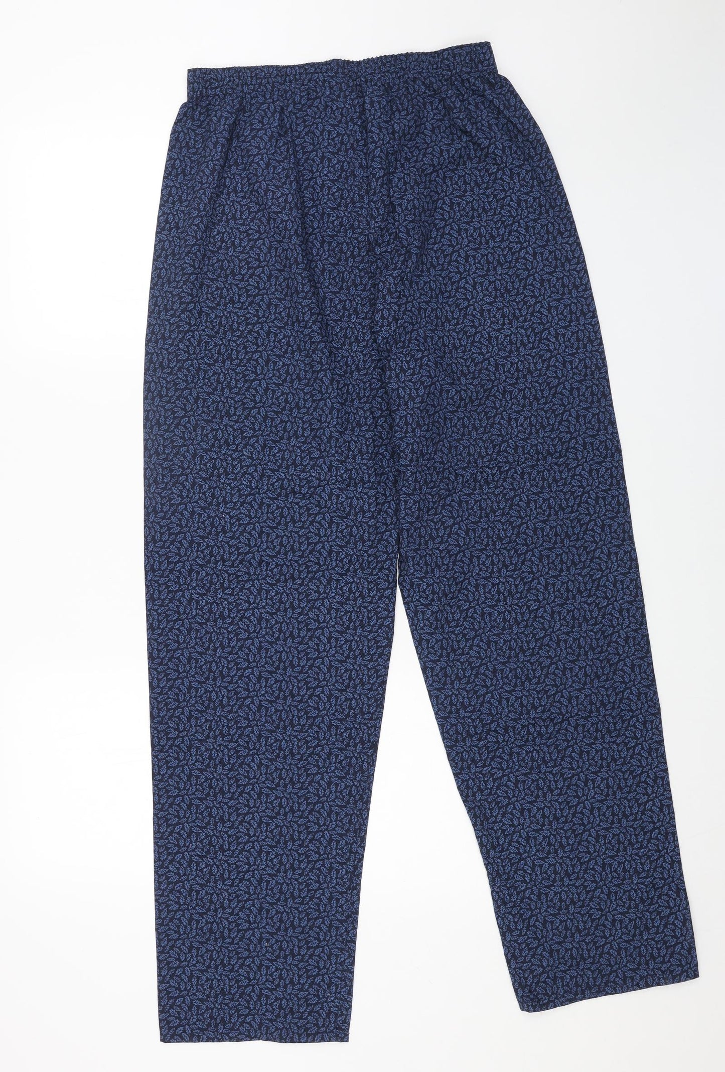 Marks and Spencer Womens Blue Geometric Polyester Trousers Size S L29 in Regular Button