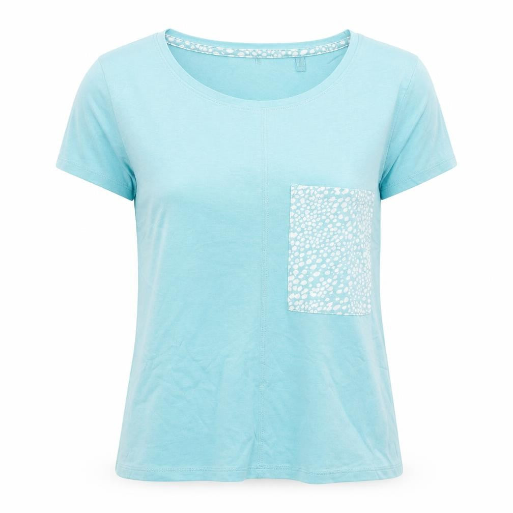 NEXT Womens Blue Geometric Cotton Basic T-Shirt Size S Round Neck