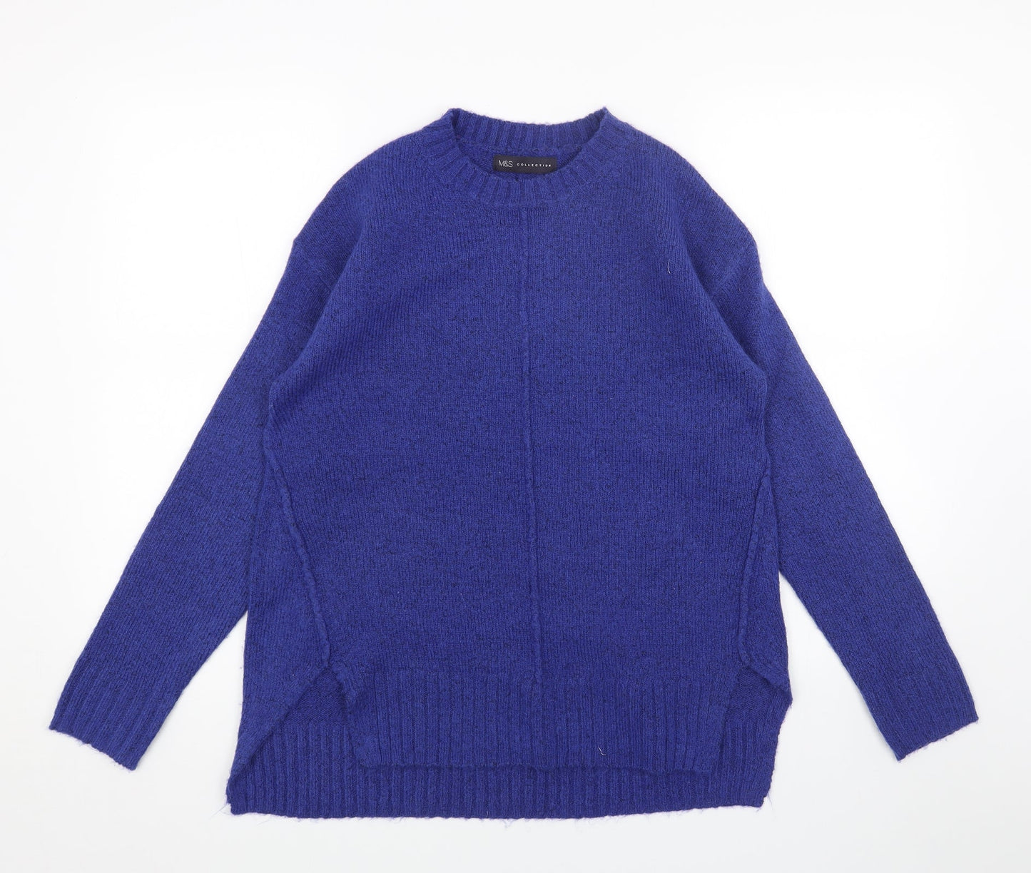 Marks and Spencer Womens Blue Round Neck Acrylic Pullover Jumper Size S