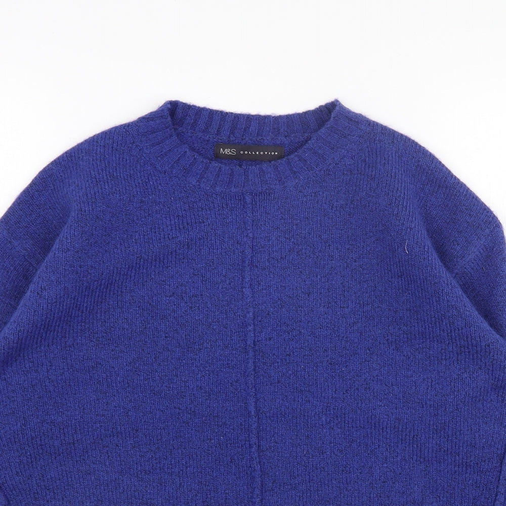 Marks and Spencer Womens Blue Round Neck Acrylic Pullover Jumper Size S