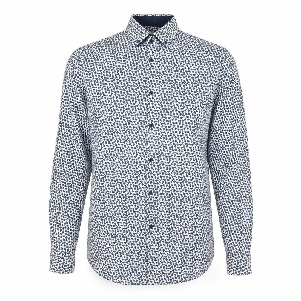 Primark Mens White Floral Cotton Button-Up Size M Collared Button