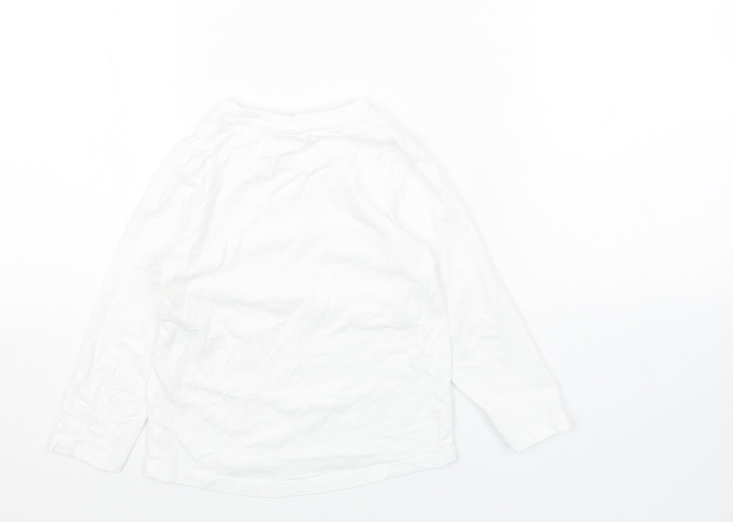 Studio Girls White Cotton Basic T-Shirt Size 3-4 Years Round Neck Pullover