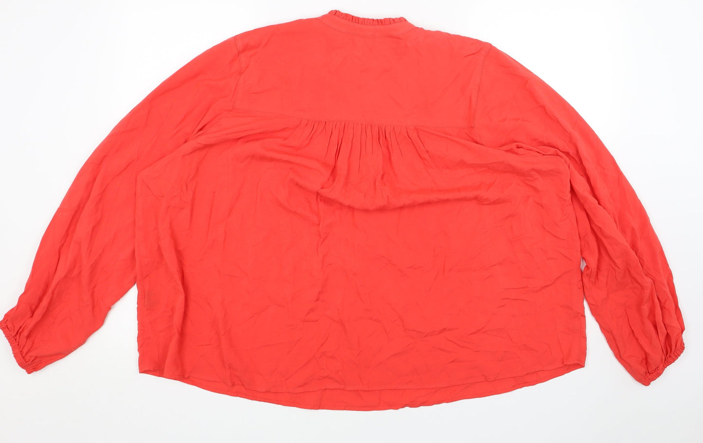 Marks and Spencer Womens Red Viscose Basic Blouse Size 20 V-Neck