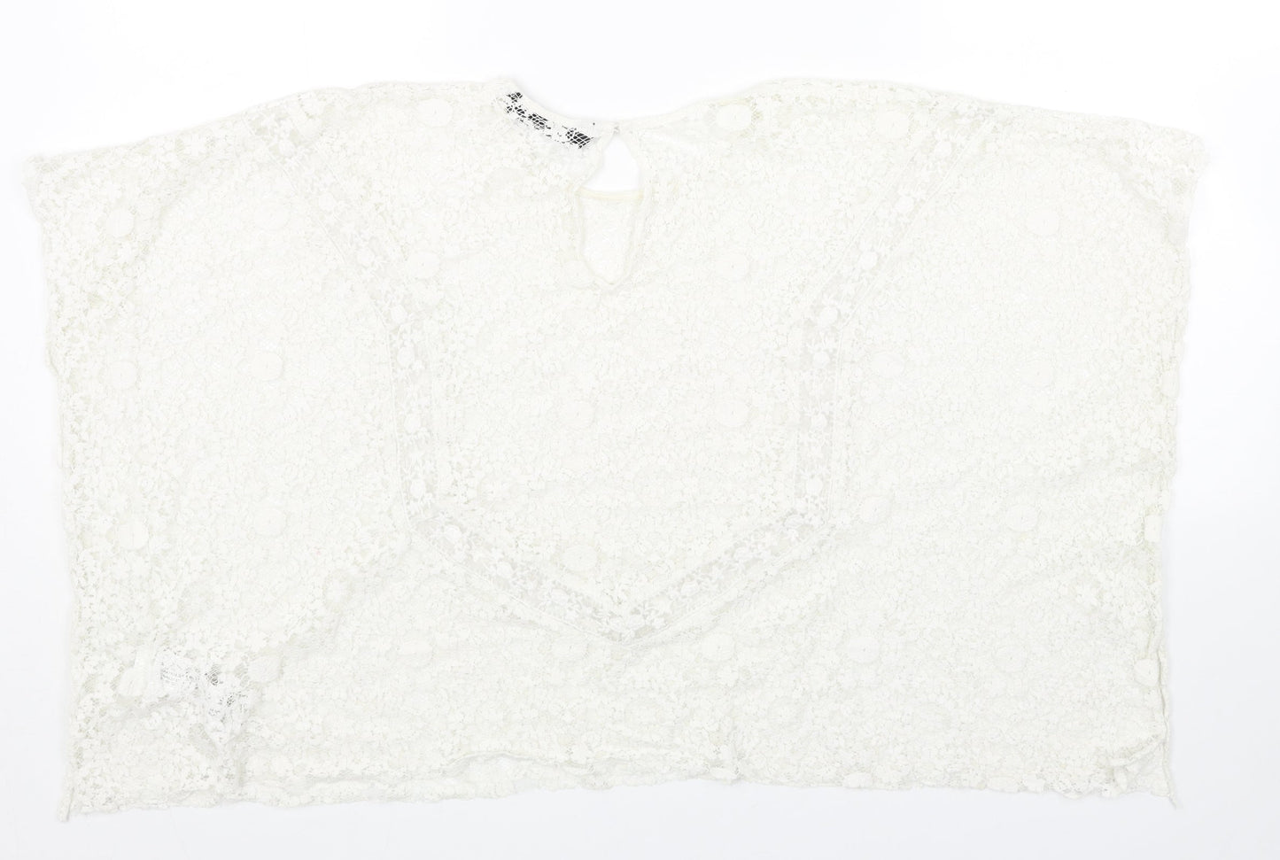 Zara Womens White Geometric Polyester Cropped Tank Size M Sweetheart