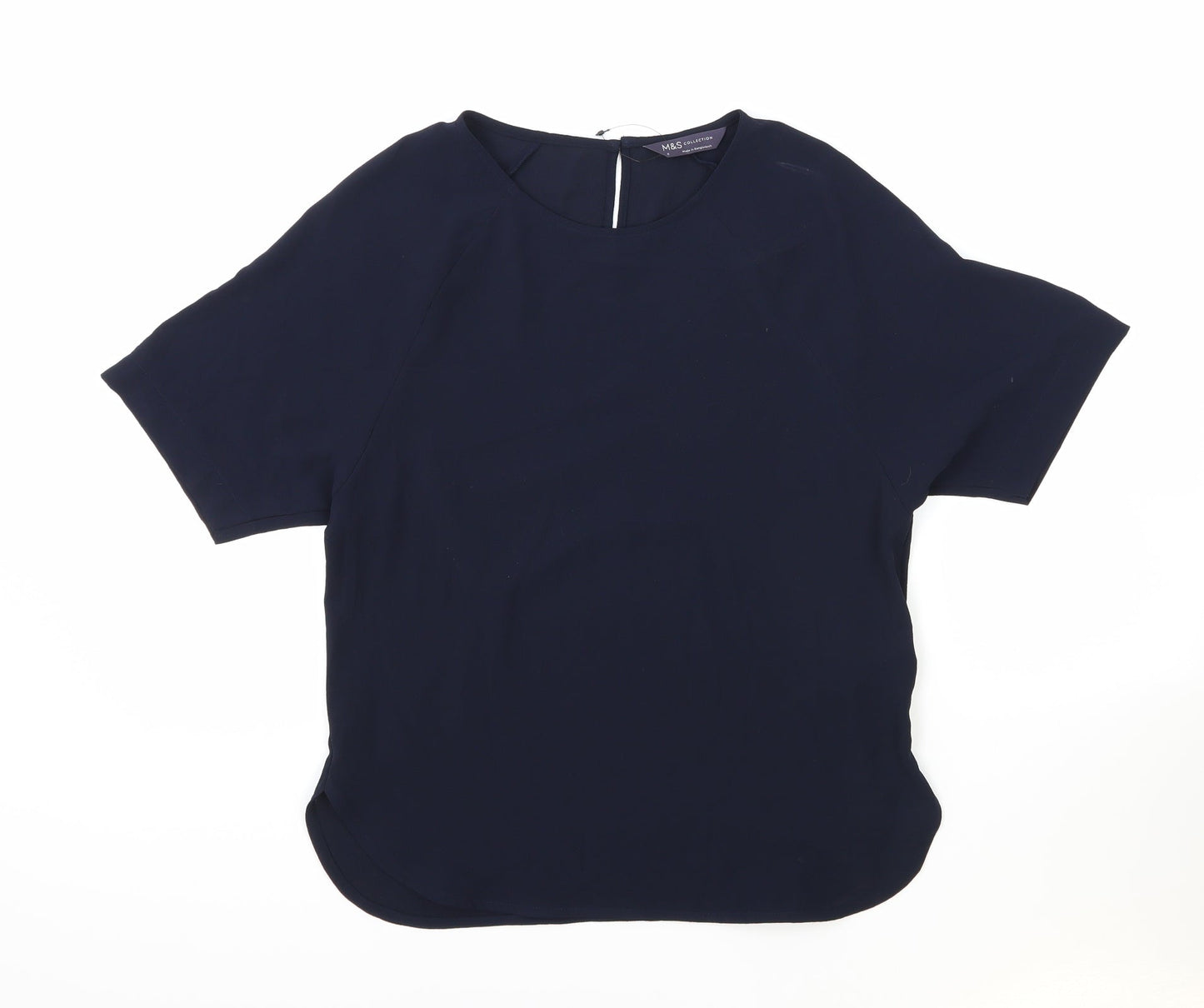 Marks and Spencer Womens Blue Polyester Basic Blouse Size 6 Boat Neck