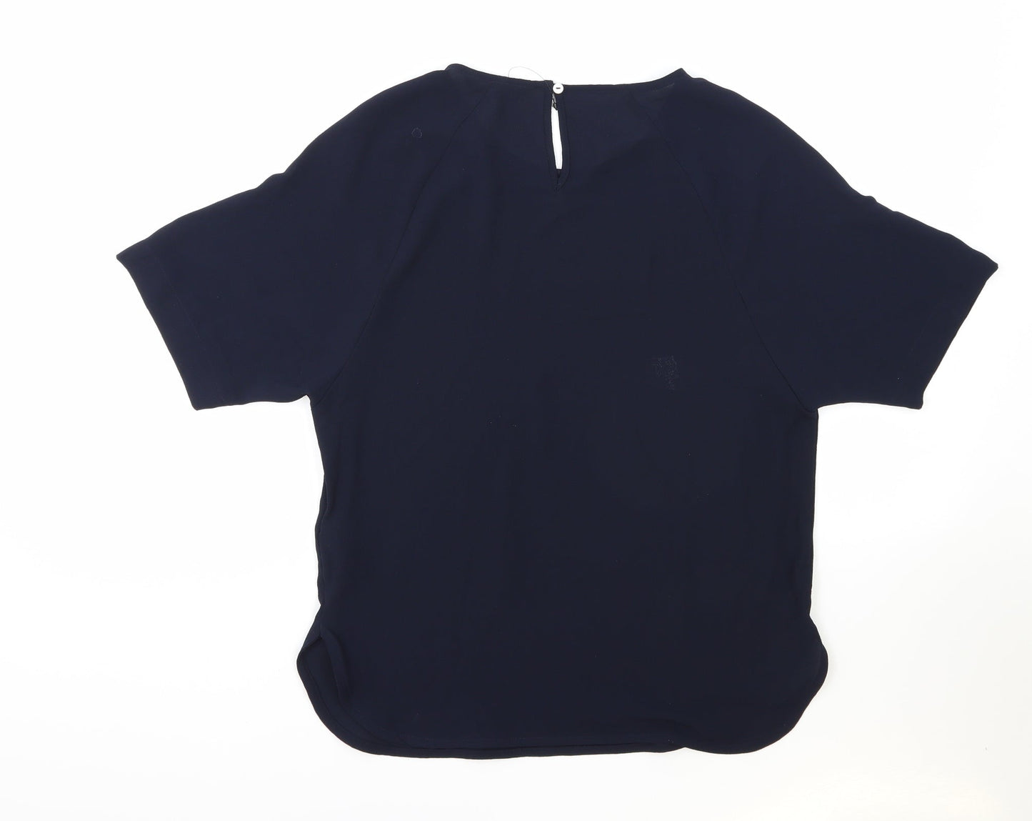 Marks and Spencer Womens Blue Polyester Basic Blouse Size 6 Boat Neck