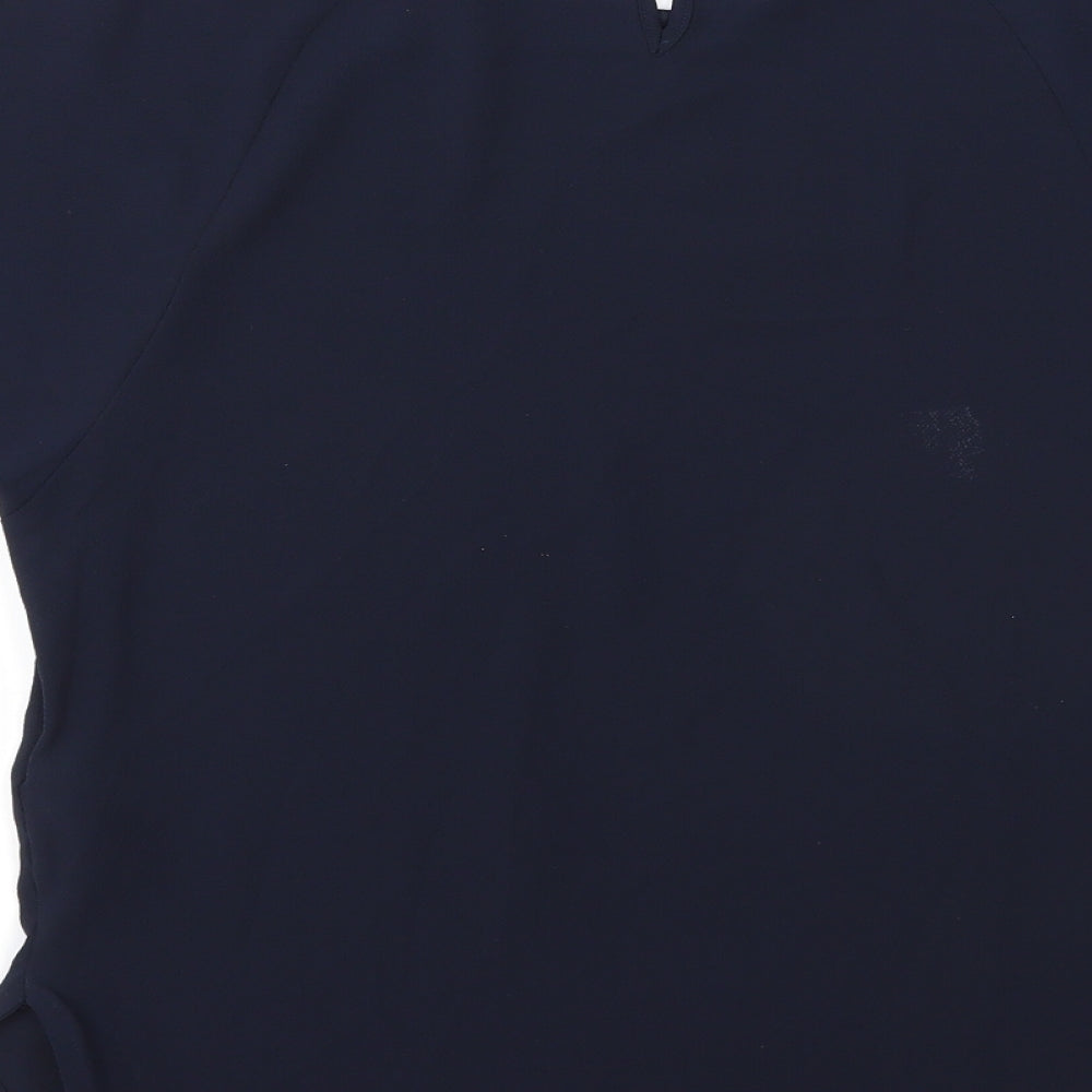 Marks and Spencer Womens Blue Polyester Basic Blouse Size 6 Boat Neck