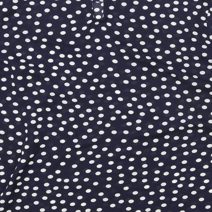 Stella Morgan Womens Blue Polka Dot Polyester Basic Blouse Size 14 Boat Neck