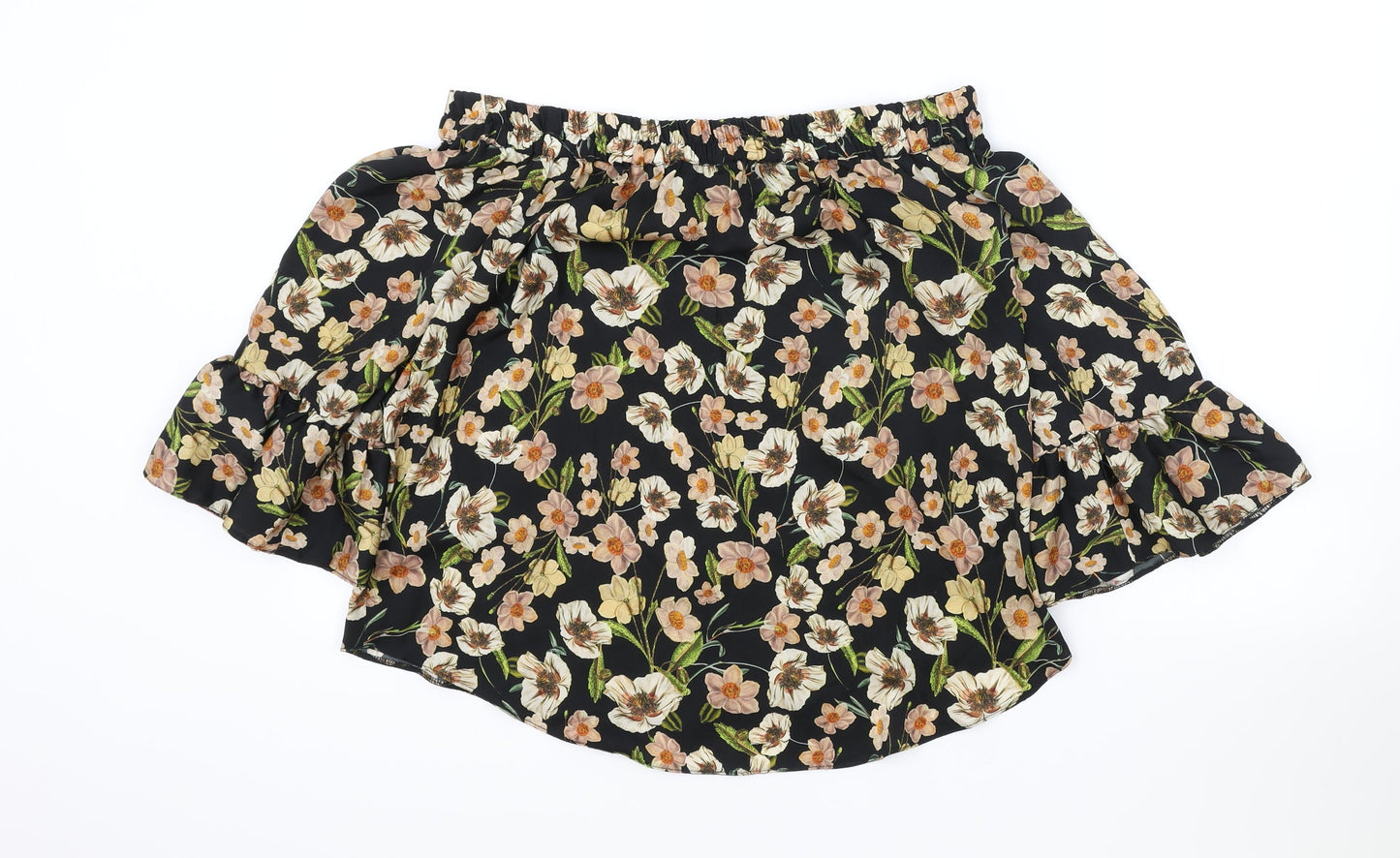Topshop Womens Black Floral Viscose Basic Blouse Size 8 Off the Shoulder