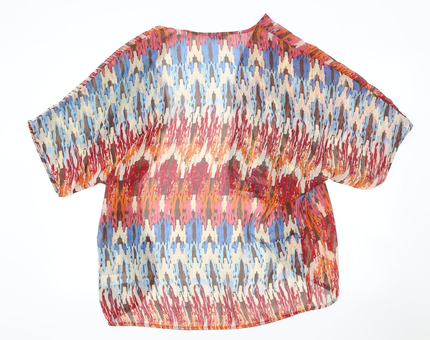 Per Una Womens Multicoloured Geometric Polyacrylate Fibre Basic Blouse Size 14 V-Neck