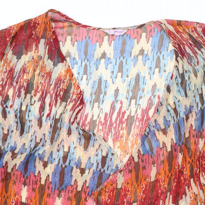 Per Una Womens Multicoloured Geometric Polyacrylate Fibre Basic Blouse Size 14 V-Neck