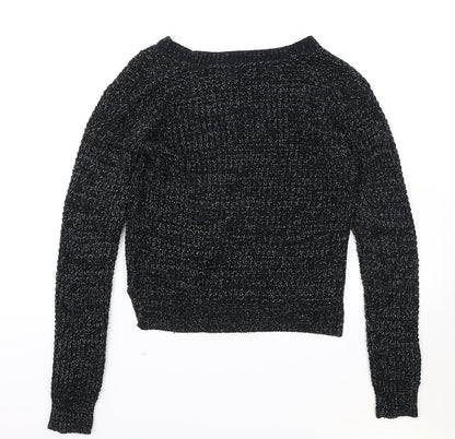 Select Womens Black Round Neck Acrylic Pullover Jumper Size 12