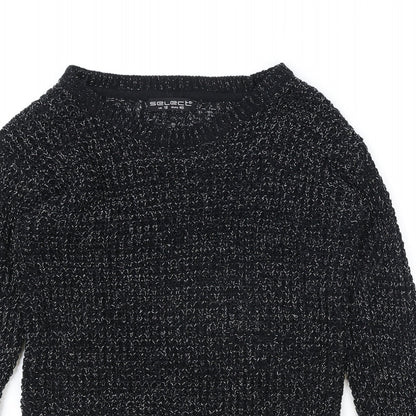 Select Womens Black Round Neck Acrylic Pullover Jumper Size 12