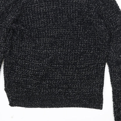 Select Womens Black Round Neck Acrylic Pullover Jumper Size 12