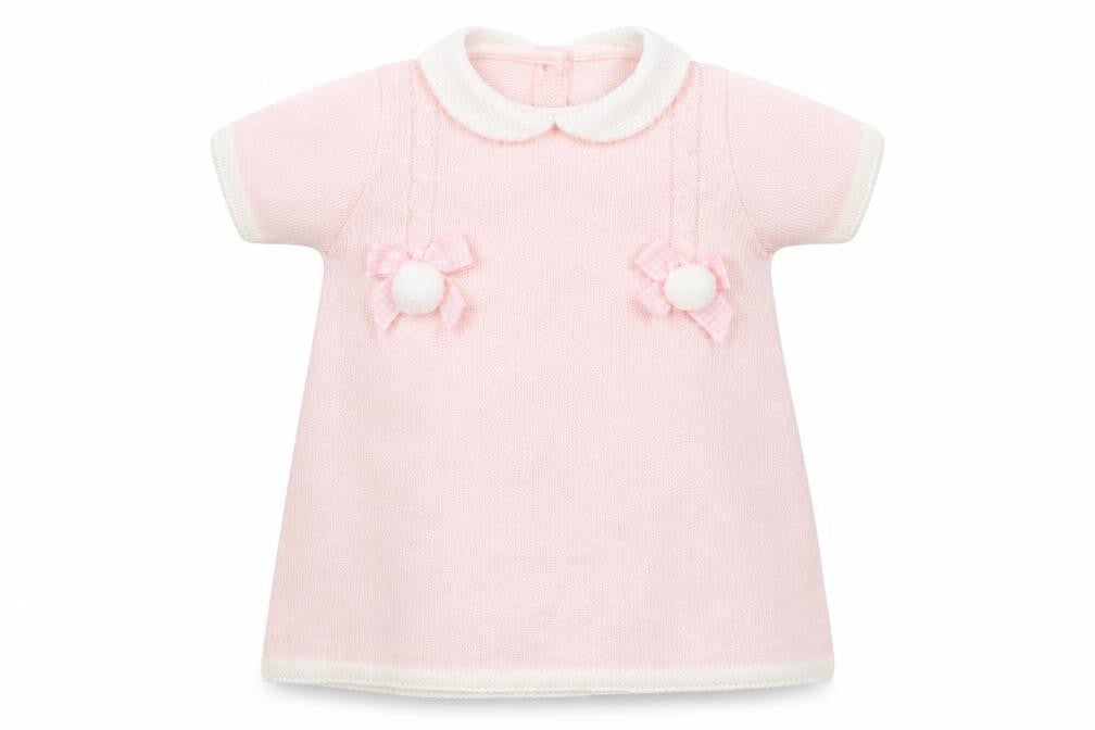 Sardon Girls Pink Acrylic Jumper Dress Size 3-6 Months Round Neck Button