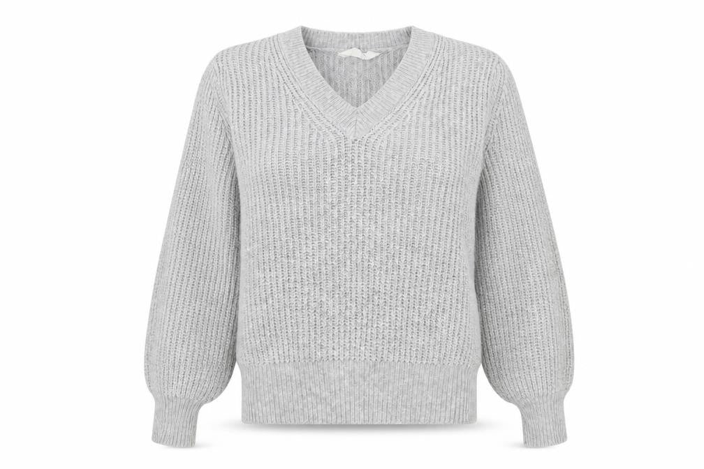Primark Womens Grey V-Neck Acrylic Pullover Jumper Size XS