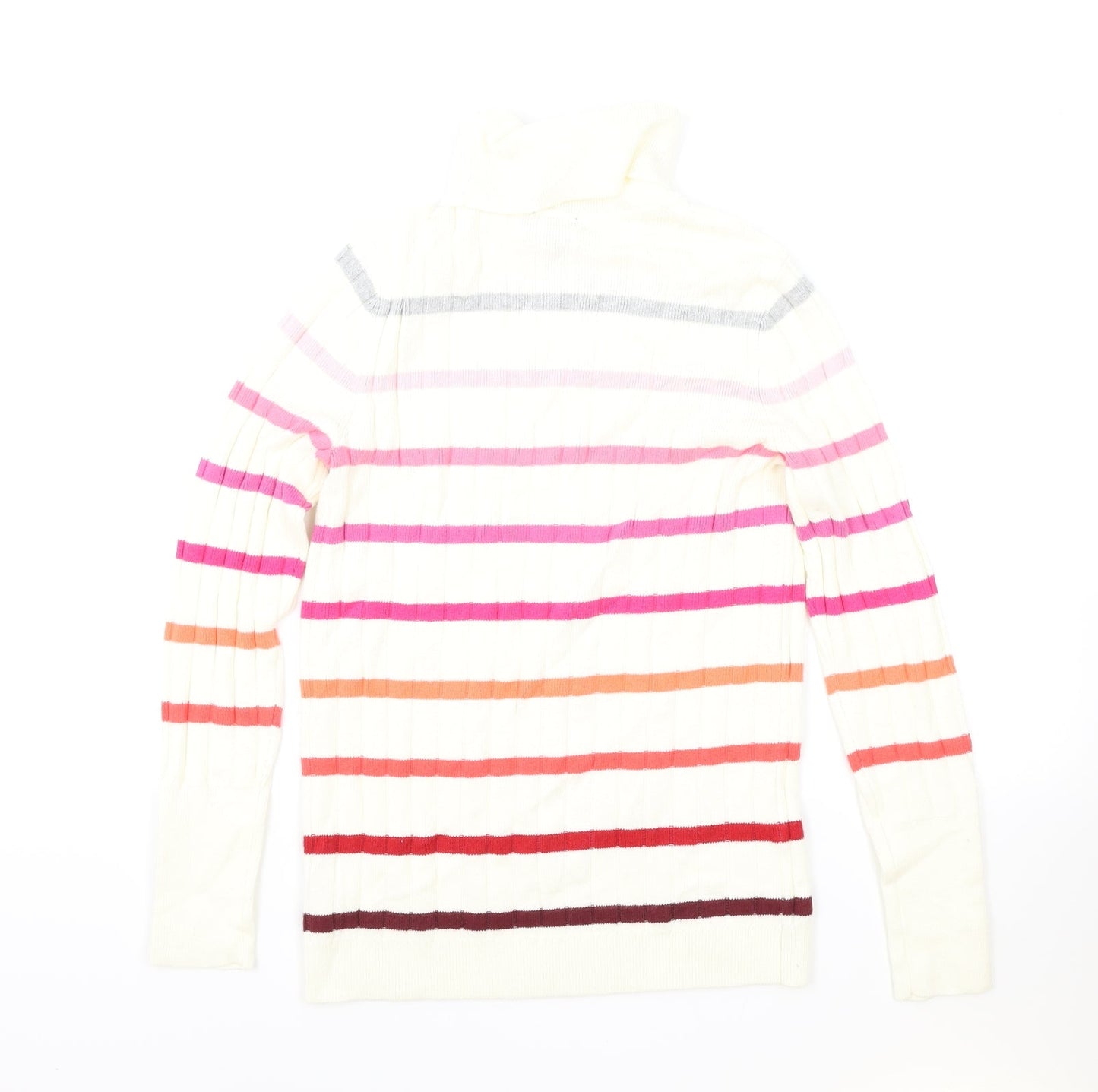 Talbots Womens Ivory Roll Neck Striped Nylon Pullover Jumper Size S