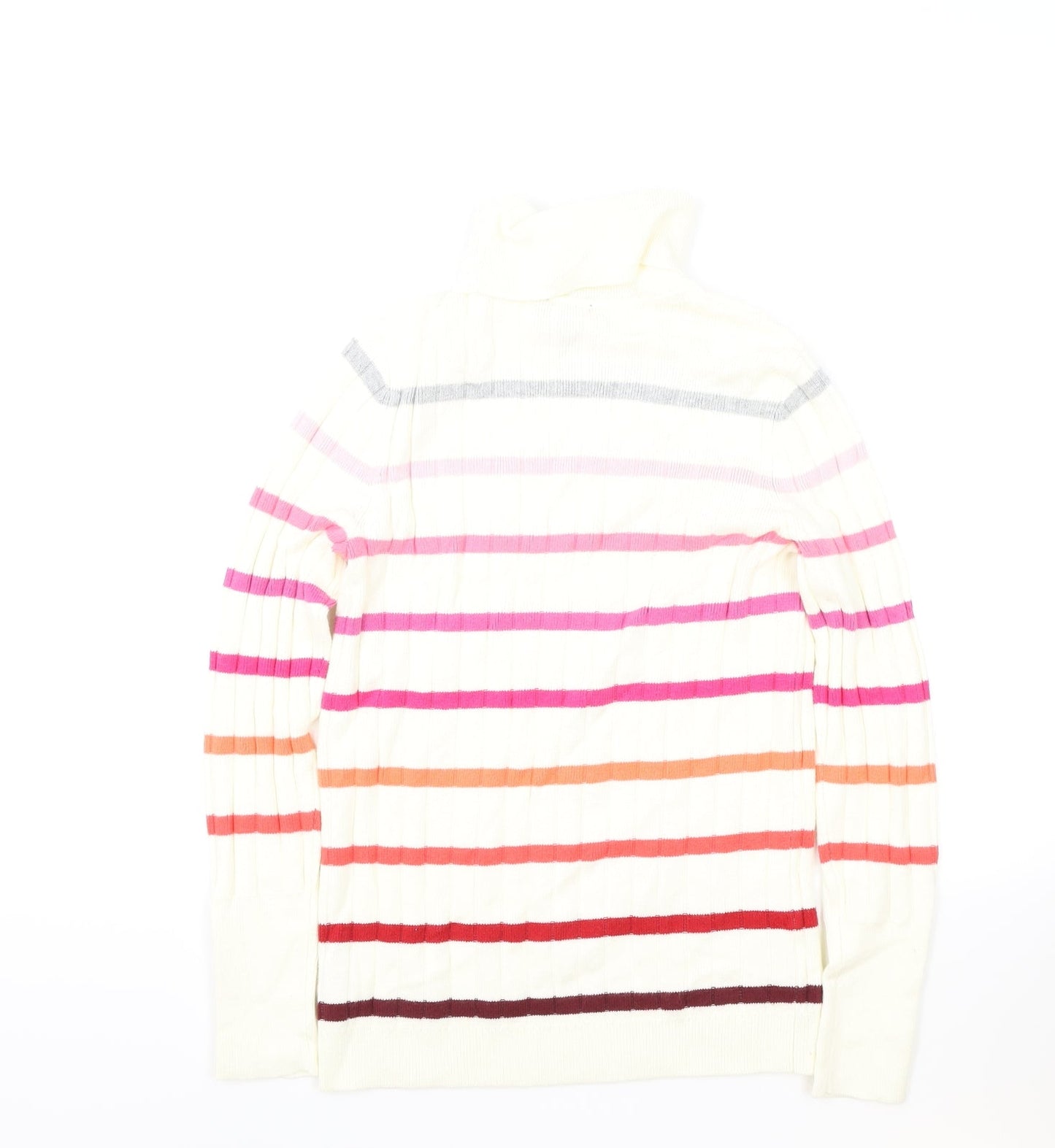 Talbots Womens Ivory Roll Neck Striped Nylon Pullover Jumper Size S