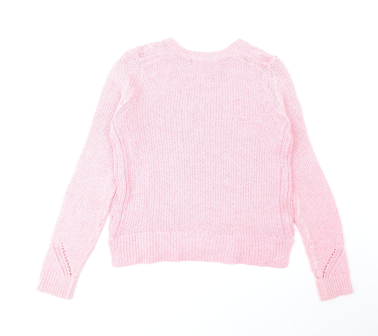 Marks and Spencer Womens Pink Round Neck Cotton Pullover Jumper Size 8