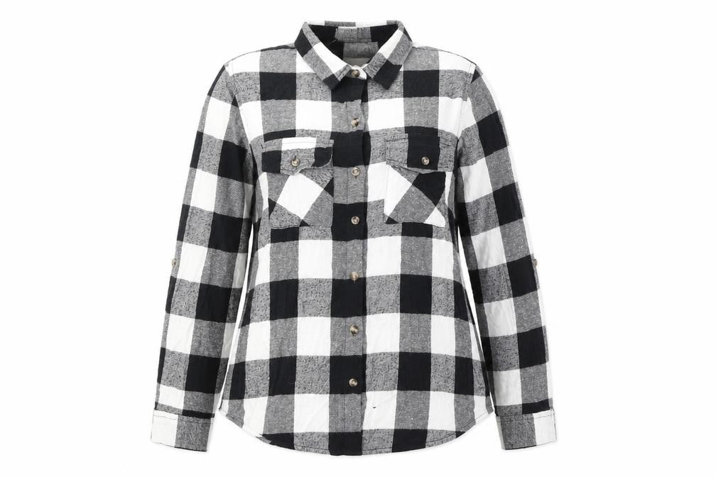 Passport Womens Black Check Viscose Basic Blouse Size L Collared