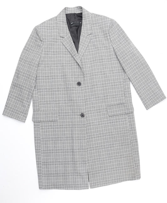 ASOS Womens Grey Plaid Overcoat Coat Size 10 Button