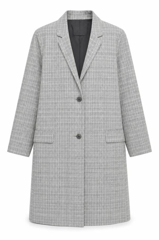 ASOS Womens Grey Plaid Overcoat Coat Size 10 Button