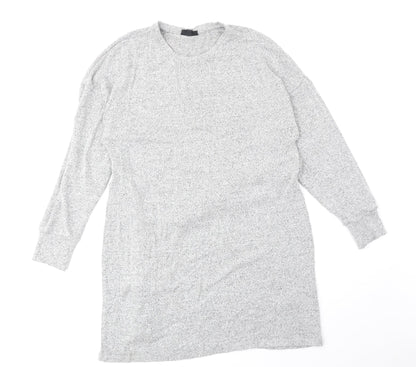 Topshop Womens Grey Round Neck Viscose Pullover Jumper Size 12