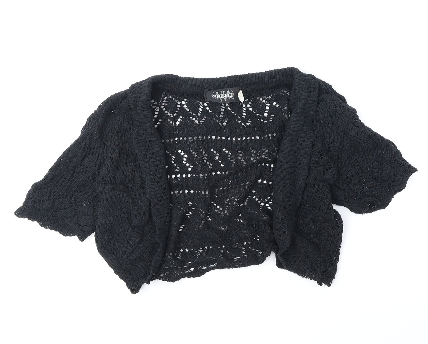 Whisper Womens Black V-Neck Acrylic Cardigan Jumper Size S